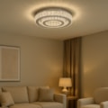 Plafon Led Tallin 43W 3000K 2300Lm Cromado Com Cristal Transparente 50Cm Bivolt Eletrorastro
