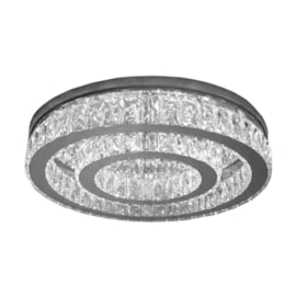Plafon Led Tallin 43W 3000K 2300Lm Cromado Com Cristal Transparente 50Cm Bivolt Eletrorastro