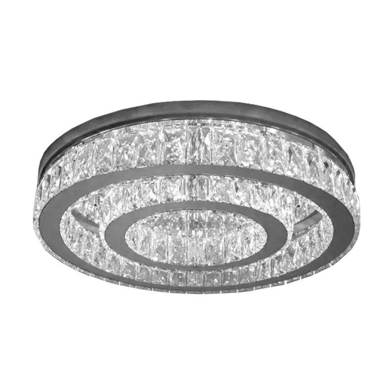 Plafon Led Tallin 43W 3000K 2300Lm Cromado Com Cristal Transparente 50Cm Bivolt Eletrorastro