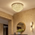 Plafon Macau Cromado Com Cristal Transparente 45Cm 9 Lâmpadas G9 Eletrorastro