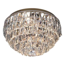 Plafon Macau Cromado Com Cristal Transparente 45Cm 9 Lâmpadas G9 Eletrorastro