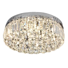 Plafon Maju Cromado Redondo Com Cristal Transparente Para 9 Lâmpadas G9 Eletrorastro
