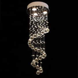 Plafon Redondo Espiral com Cristais 3 Lâmpadas Cromado Eletrorastro Plafon Redondo Espiral com Cristais 3 Lâmpadas Cromado Eletrorastro