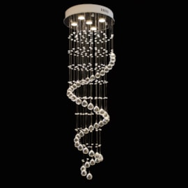 Plafon Redondo Espiral com Cristais 5 Lâmpadas Eletrorastro Plafon Redondo Espiral com Cristais 5 Lâmpadas Eletrorastro