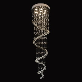 Plafon Redondo Espiral com Cristais 7 Lâmpadas Eletrorastro Plafon Redondo Espiral com Cristais 7 Lâmpadas Eletrorastro