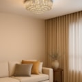 Plafon Vegas Cromado Com Cristal Transparente 80Cm 13 Lâmpadas E14 Eletrorastro