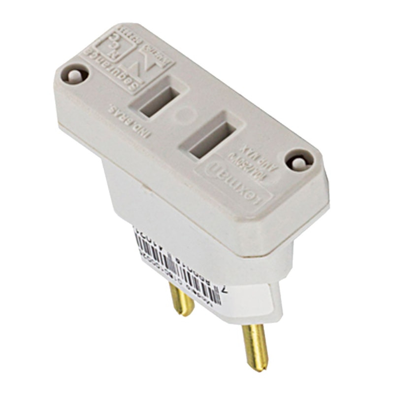 Plug Adaptador Pino Chato Para Tomada Branco Force Line