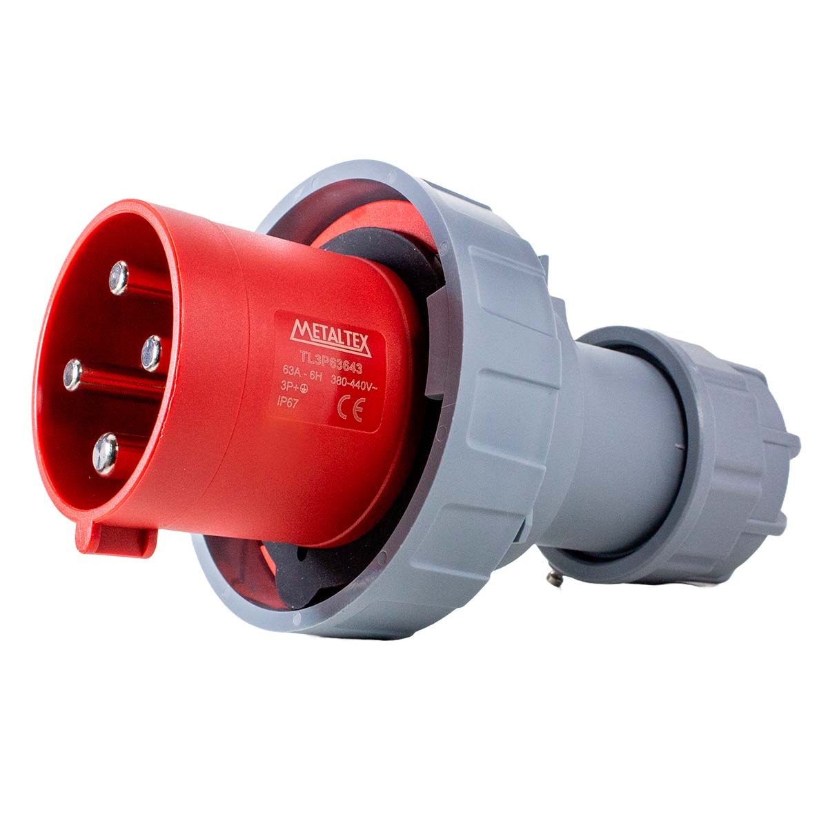 Plug Blindado 3P+T 63A 380V Vermelho Tl3P63643 Metaltex