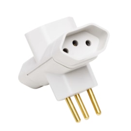 Plug T 10A 3 Saídas 2 Pólos + Terra Branco Ilumi Plug T 10A 3 Saídas 2 Pólos + Terra Branco Ilumi