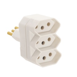 Plug T 20A 3 Saídas 2 Pólos + Terra Cinza Fame Plug T 20A 3 Saídas 2 Pólos + Terra Cinza Fame
