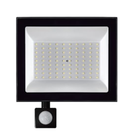 Refletor LED 100w 6500k Branco Frio 10000lm Preto Com Sensor Ip66 Bivolt Eletrorastro