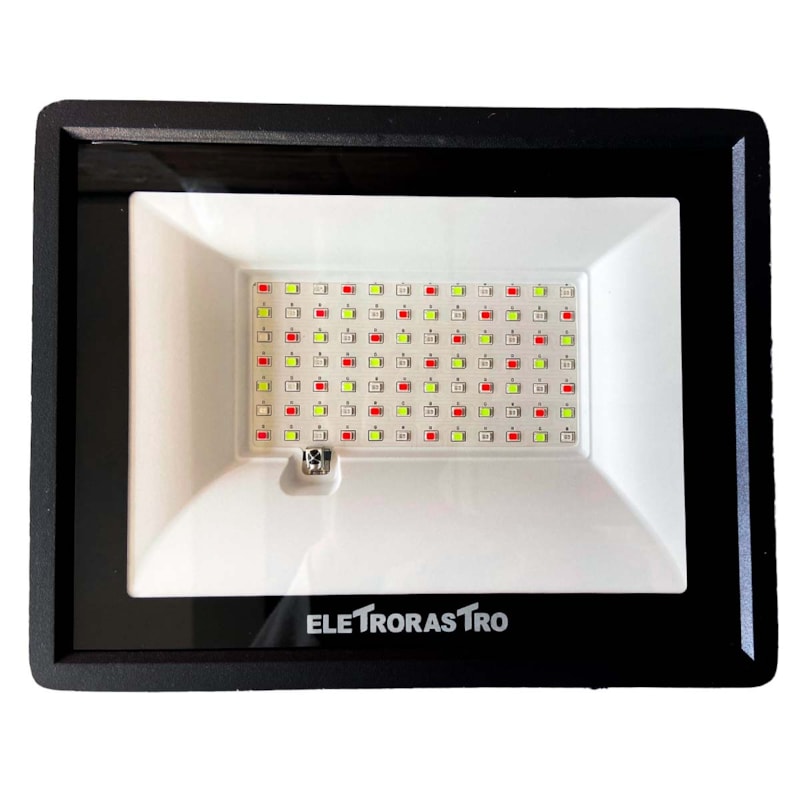 Refletor Led  100W Rgb Preto Ip66 Bivolt Eletrorastro