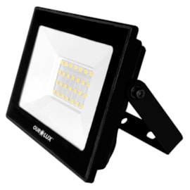 Refletor LED  30W 3000K Branco Quente 2400Lm Preto Slim Ip65 Bivolt 03271 Ourolux