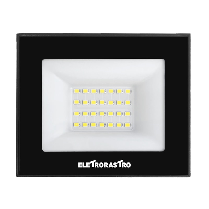 Refletor Led 30w 4000k Branco Neutro 3000lm Preto Ip66 Bivolt Eletrorastro