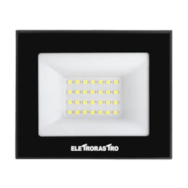 Refletor LED 30w 6500k Branco Frio 3000lm Preto Ip66 Bivolt Eletrorastro