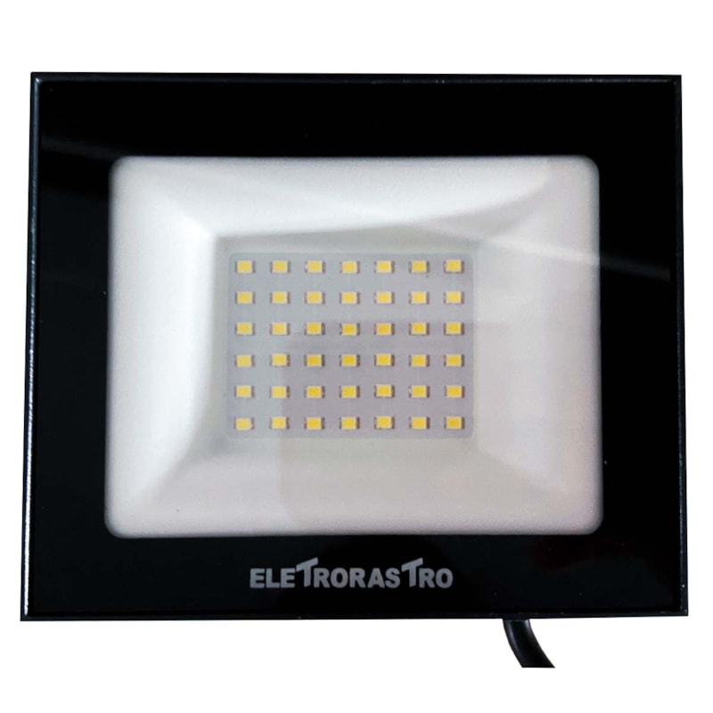 Refletor Led   50W 6500K 5000Lm Preto Ip66 Bivolt Eletrorastro