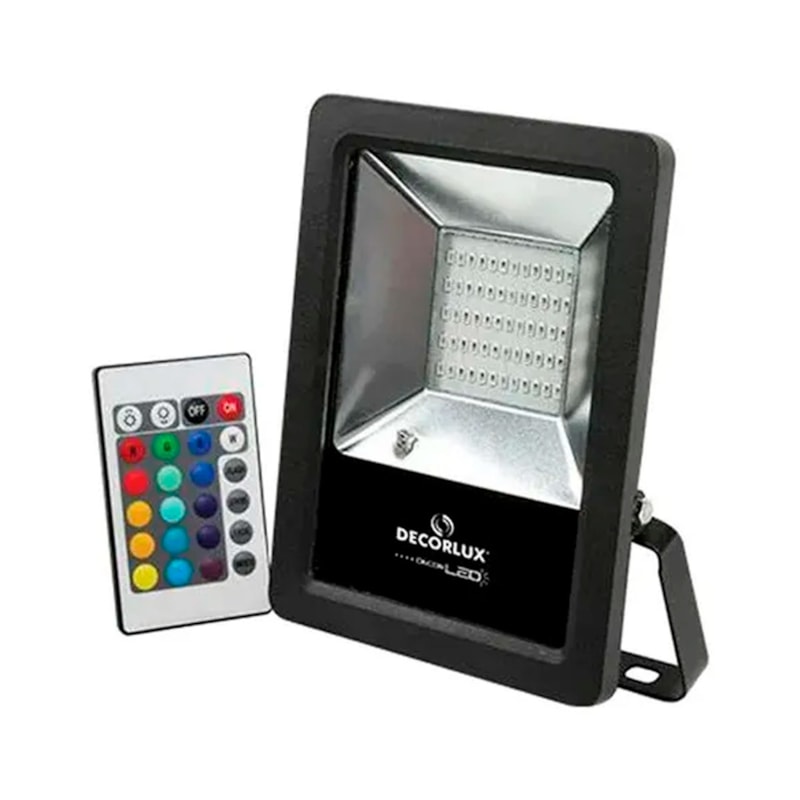 Refletor Led 50W Rgb Preto Ip65 Bivolt Decorlux