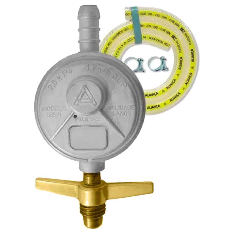 Regulador de Gas 1Kg com Mangueira 1,20 Metros ALIANÇA