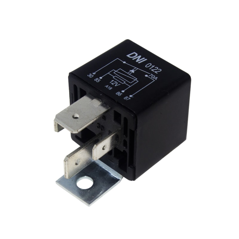 Rele Auxiliar Universal 4 Terminais Com Suporte 70A 12V Dni