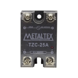 Relé de estado sólido TZC-25A 380VCA 4-32VCC Metaltex Relé de estado sólido TZC-25A 380VCA 4-32VCC Metaltex