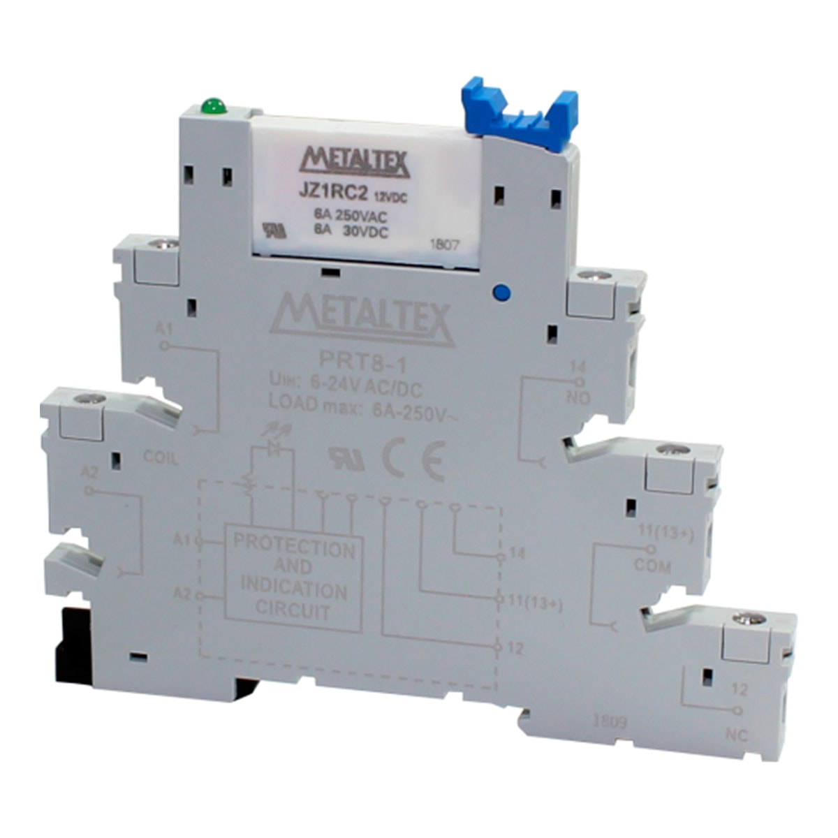 Rele de interface para trilho DIN 220V 6A JZ1RC5+PRT8 PRZ-1R-220