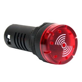Sinalizador Sonoro Com LED 24VCA 22mm Vermelho Metaltex
