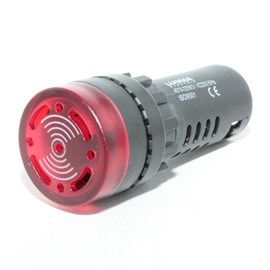 Sinalizador Sonoro LED 220VCA 22mm Vermelho BZ20-2L-R Metaltex