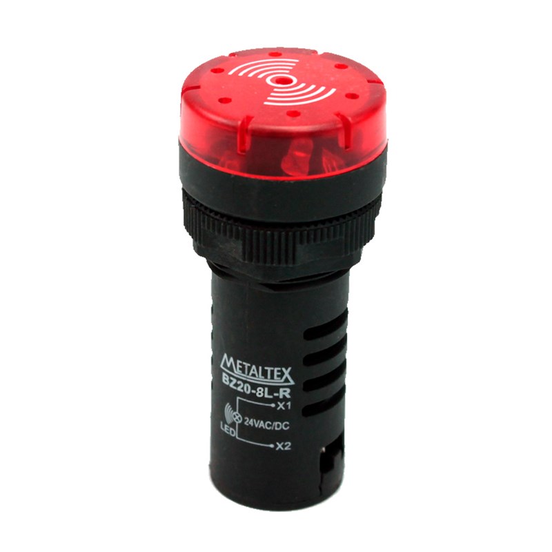 Sinalizador Sonoro Led Vermelho 48VCA/CC 22mm METALTEX