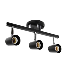 Spot de Sobrepor Versátil 3 Lâmpadas Preto Dital Spot de Sobrepor Versátil 3 Lâmpadas Preto Dital