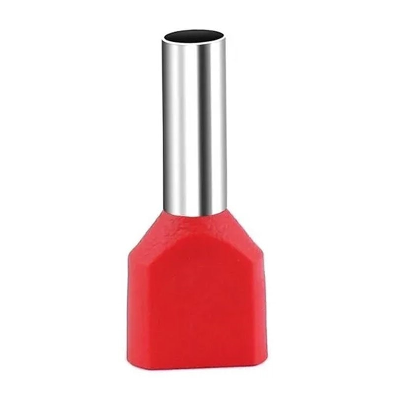 Terminal Tubular Duplo 1.00Mm Vermelho Com 100 Rohdina