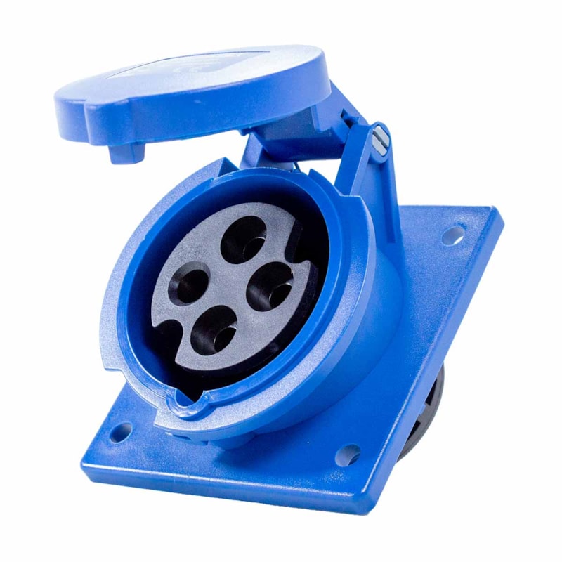 Tomada Blindada Embutir 3P+T 32A 220V 9H Azul Metaltex
