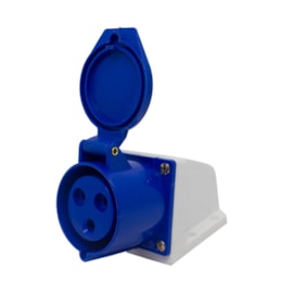 Tomada Blindada Sobrepor 2P+T 16A 250V Azul Eletrorastro Tomada Blindada Sobrepor 2P+T 16A 250V Azul Eletrorastro