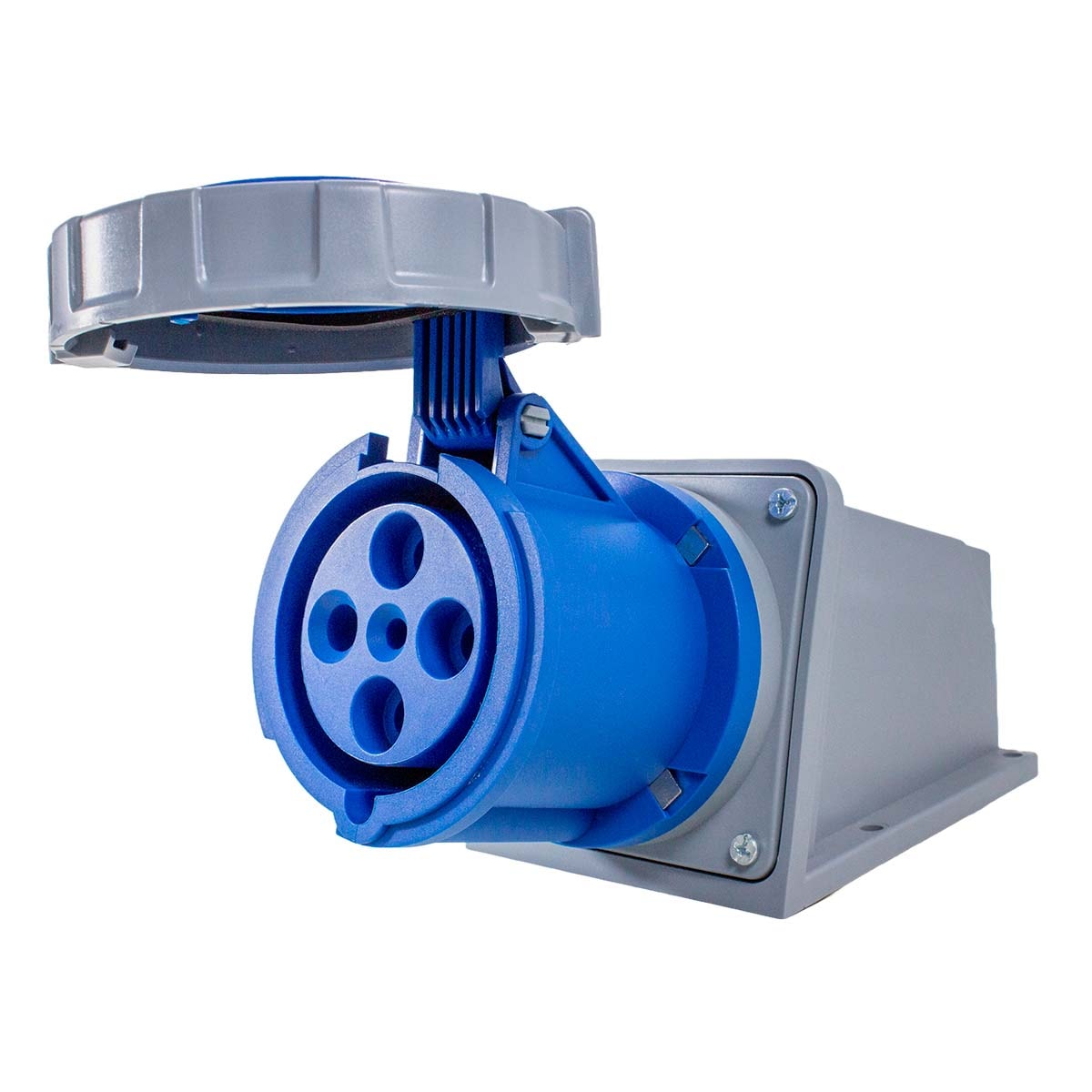 Tomada Blindada Sobrepor 3P+T 63A 220V Azul Tl3S63642 Metaltex