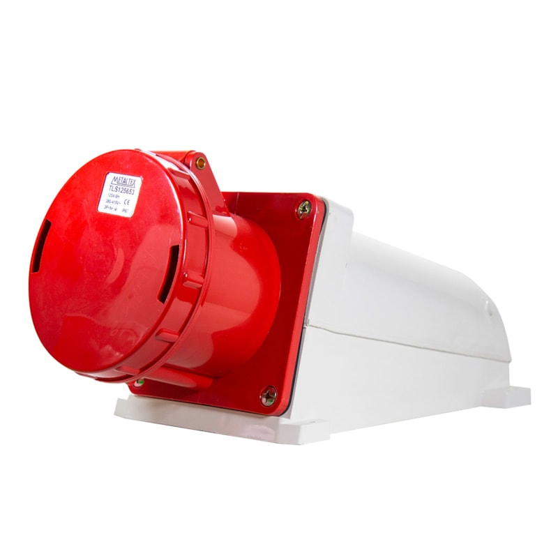 Tomada Blindada Sobrepor 3P+T+N 125A 380V Vermelha Tls125653 Metaltex