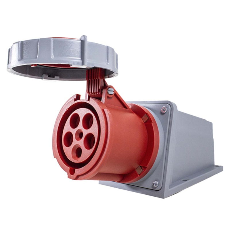 Tomada Blindada Sobrepor 3P+T+N  63A 380V 6H Vermelha Metaltex