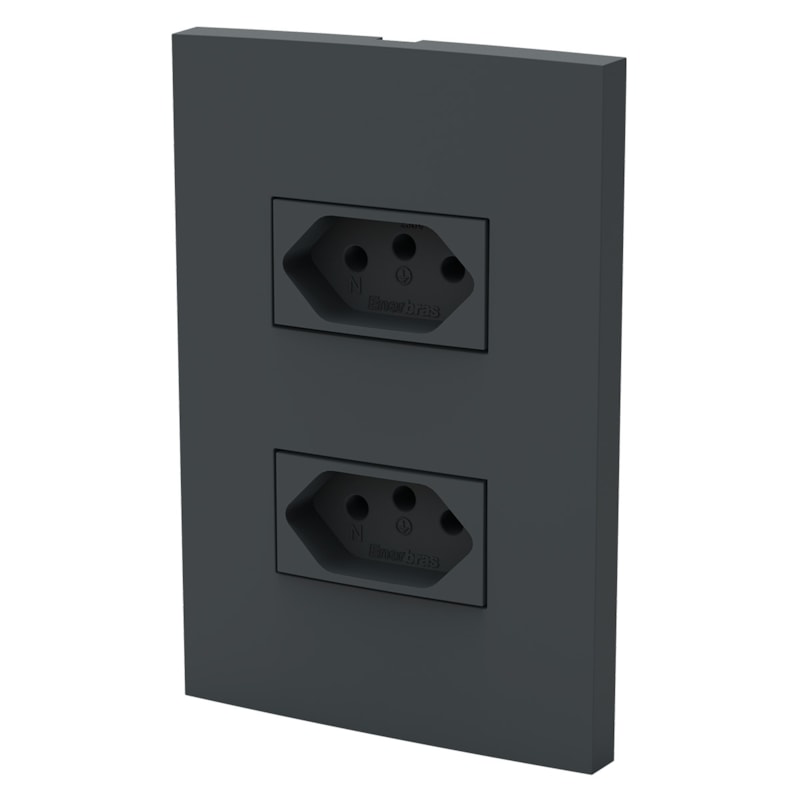 Tomada Dubai 10A Dupla Volcano Matte Com Placa  Enerbras