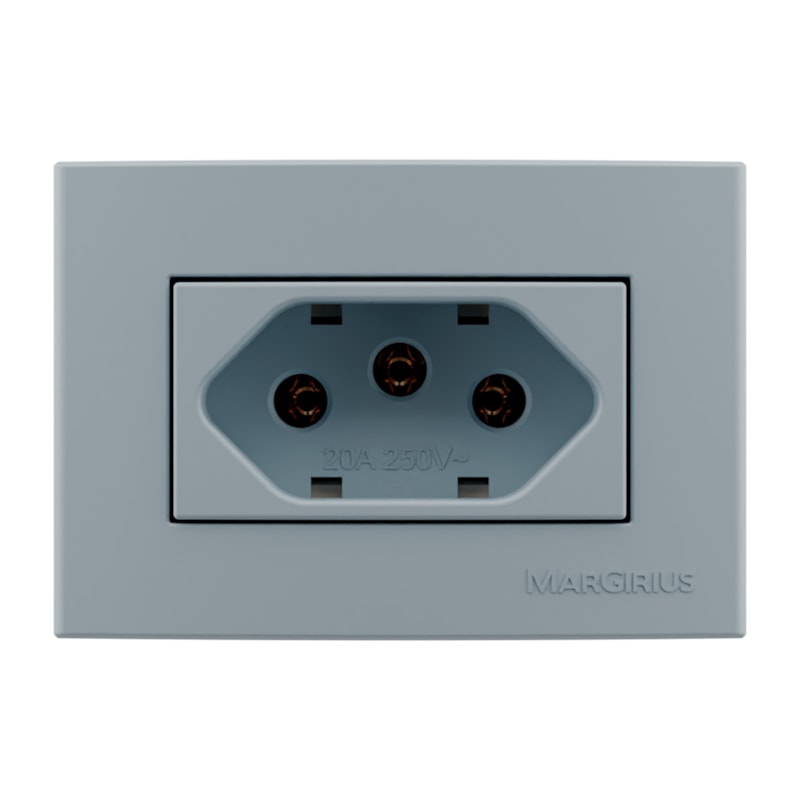 Tomada Para Moveis Sleek 20A Cinza Margirius