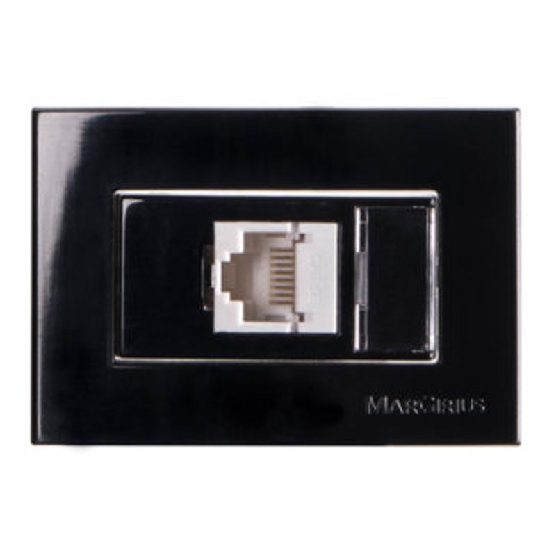 Tomada Para Móvel Sleek Rj45 Cat5e Preta Ebony Margirius