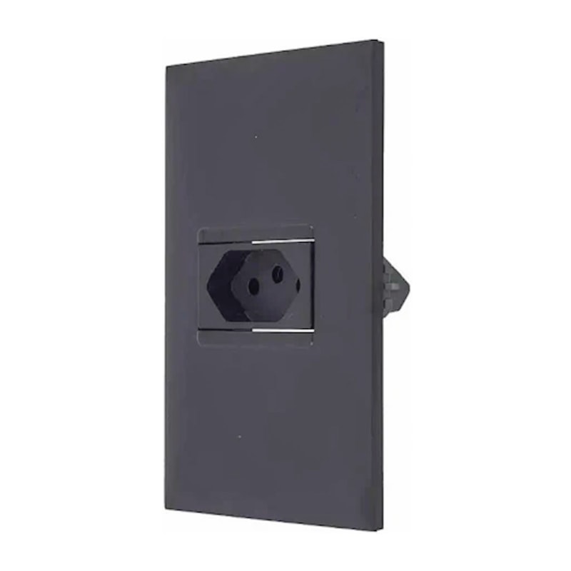 Tomada Plus+ 10A Preta Com Placa Pial