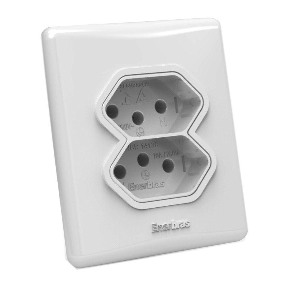Tomada Sistema X 20A Dupla Branca Enerbras