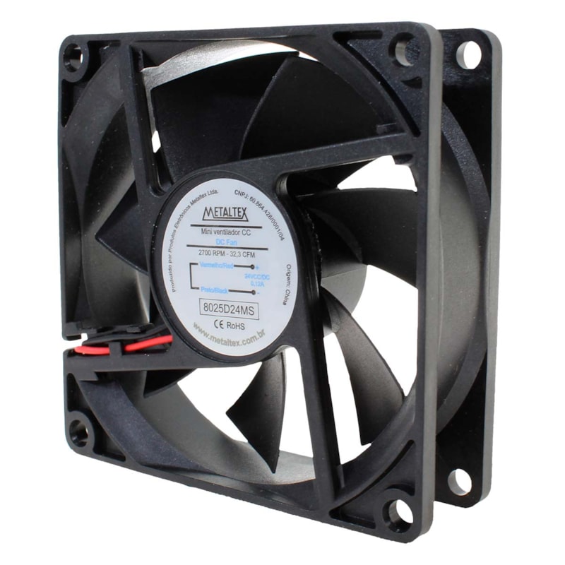 Ventilador De Painel 80X80X25Mm 24Vcc 8025D24Ms Metaltex