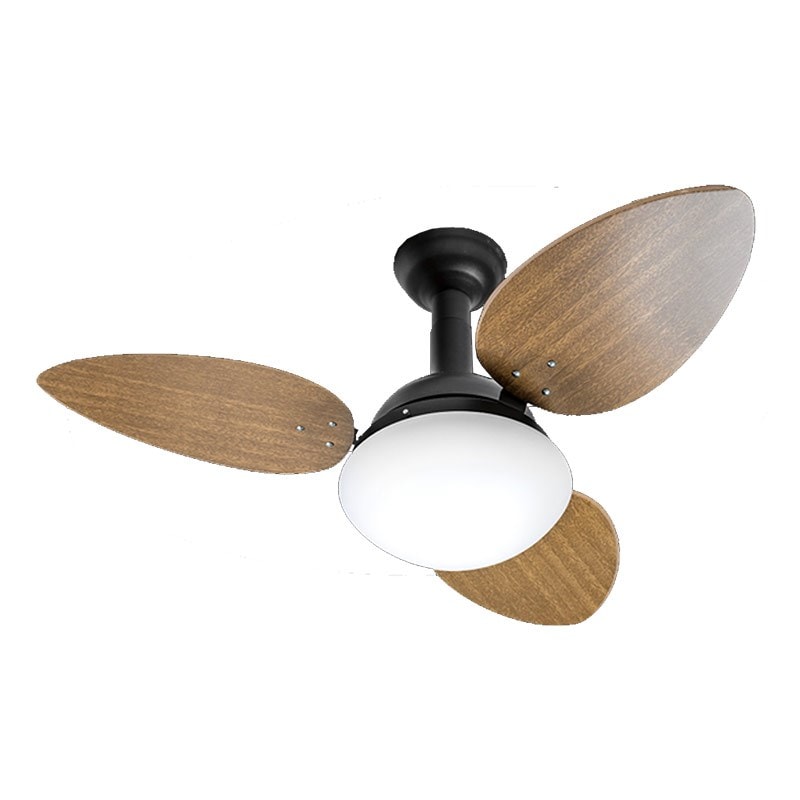 Ventilador De Teto Jet Preto e Mogno 3 Pas 2 Lâmpadas e27 127V Venti-Delta