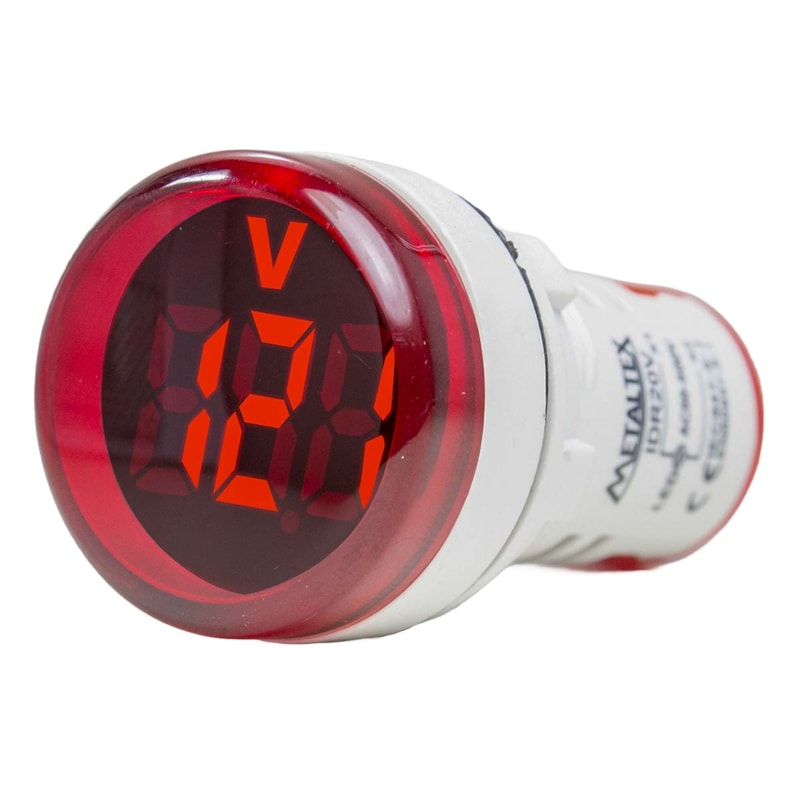 Voltimetro Digital Vermelho 22Mm 20 A 500Vca Idr20V-R Metaltex